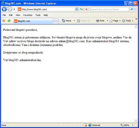 blog381 privremeno zatvoren