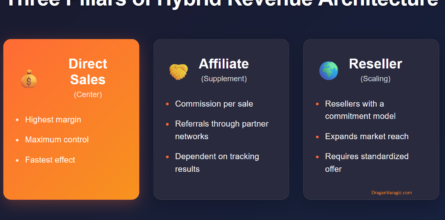 Hybrid Revenue Architecture Model - 3 revenue types, direct sales, reseller, affiliate