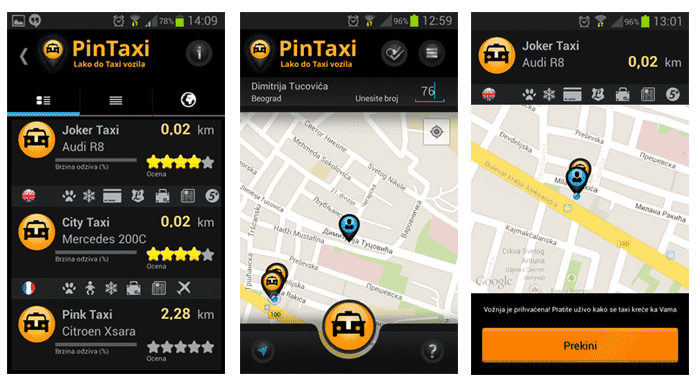 pintaxi narucivanje taxi vozila